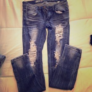 Machine brand distressed skinny jeans